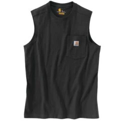 'Carhartt' Men's Relaxed Fit Heavyweight Sleeveless Pocket Tee - Black