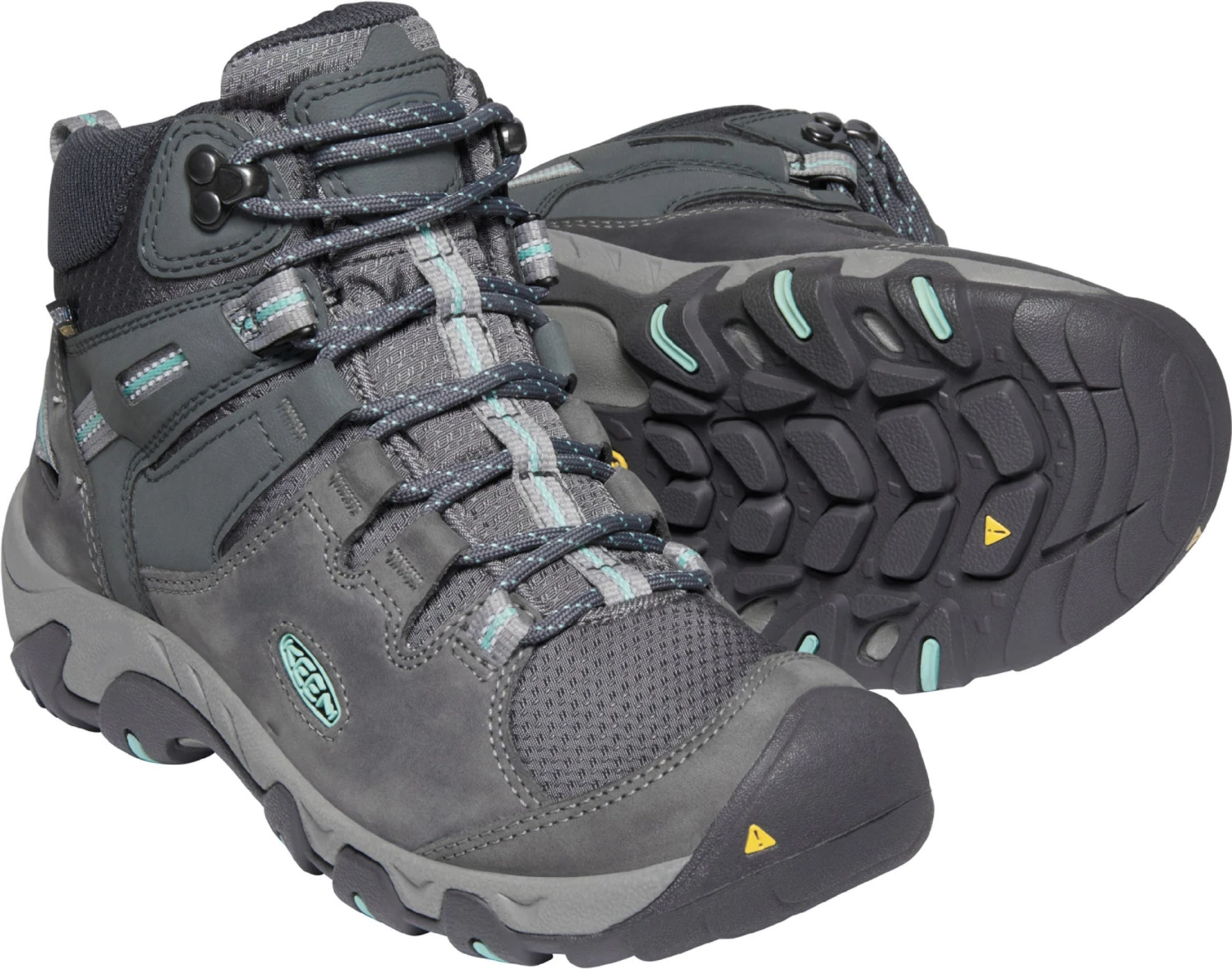 'Keen Outdoor' Women's Steens WP Leather Mid Hiker - Steel Grey / Ocean Wave 8 'Keen Outdoor' Women's Steens WP Leather Mid Hiker - Steel Grey / Ocean Wave - Image 6