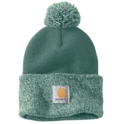 'Carhartt' Women's Knit Pom Pom Cuffed Beanie - Slate Green