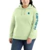'Carhartt' Women's Clarksburg Logo Sleeve Graphic Hoodie - Hint Of Lime -Carhartt || Under Armour || The North Face Shop 102791 GB4 WS23P b 1024x1024@2x