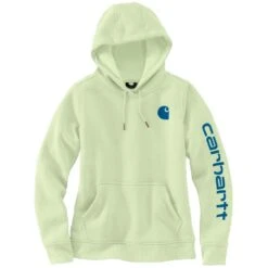 'Carhartt' Women's Clarksburg Logo Sleeve Graphic Hoodie - Hint Of Lime -Carhartt || Under Armour || The North Face Shop 102791 GB4 WS23 e V2 1024x1024@2x