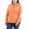 'Carhartt' Women's Clarksburg Logo Sleeve Graphic Hoodie - Dusty Orange Heather -Carhartt || Under Armour || The North Face Shop 102791 Q30 WS22P b 1024x1024@2x