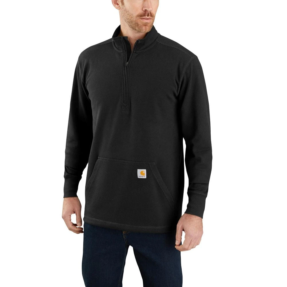 'Carhartt' Men's Heavyweight Half-Zip Thermal T-Shirt - Black 3 'Carhartt' Men's Heavyweight Half-Zip Thermal T-Shirt - Black