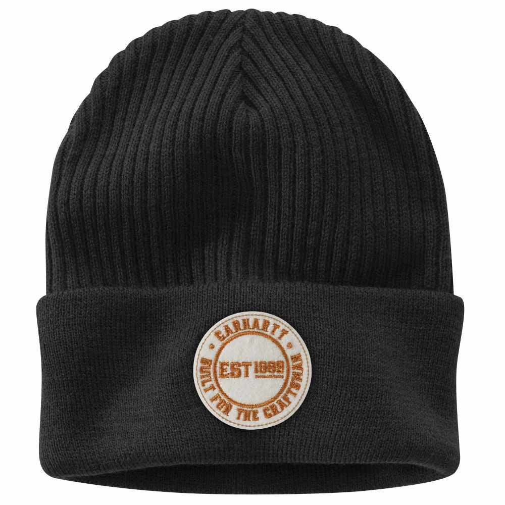 'Carhartt' Knit Cuffed Craftsman Patch Beanie - Black 3 'Carhartt' Knit Cuffed Craftsman Patch Beanie - Black