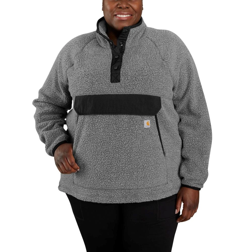 'Carhartt' Women's Fleece 1/4 Relaxed Fit Fleece Jacket - Granite Heather 4 'Carhartt' Women's Fleece 1/4 Relaxed Fit Fleece Jacket - Granite Heather - Image 2