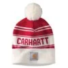 'Carhartt' Adult Knit Pom Pom Cuffed Logo Beanie - Red / White -Carhartt || Under Armour || The North Face Shop 105168 600 MF21 e 1024x1024@2x