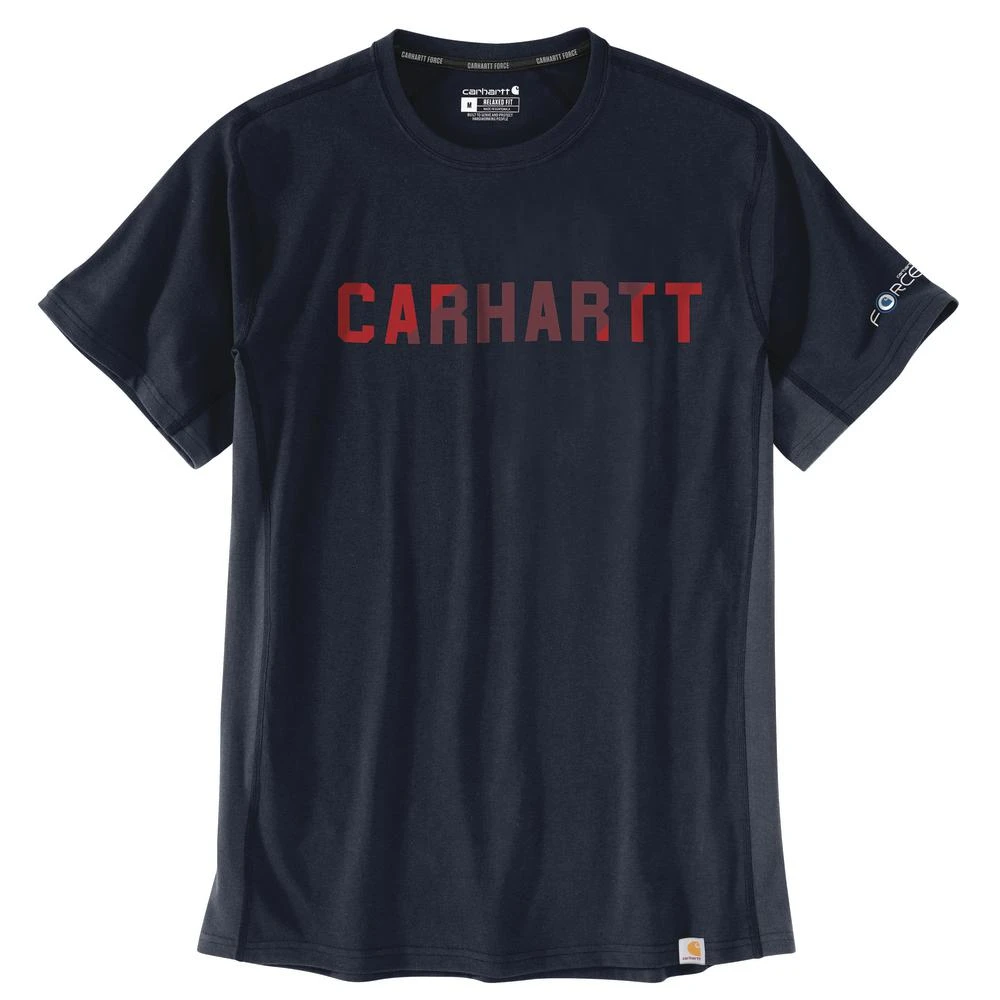 'Carhartt' Men's Force® Relaxed Fit Midweight Block Logo T-Shirt - Navy 3 'Carhartt' Men's Force® Relaxed Fit Midweight Block Logo T-Shirt - Navy