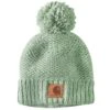 'Carhartt' Women's Rib Knit Sherpa-Lined Pom Pom Beanie - Jade -Carhartt || Under Armour || The North Face Shop 105469 L08 WF22 e 1024x1024@2x