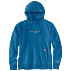 'Carhartt' Women's Force® Lightweight Graphic Hoodie - Marine Blue Heather -Carhartt || Under Armour || The North Face Shop 105573 H72 WF22 e 1024x1024@2x