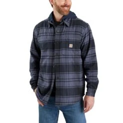 'Carhartt' Men's Rugged Flex® Flannel Fleece Lined Hooded Shirt Jac - Bluestone -Carhartt || Under Armour || The North Face Shop 105621 BLS MF22 b 1 1024x1024@2x