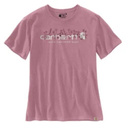 'Carhartt' Women's Heavyweight Floral Logo T-Shirt - Foxglove Heather