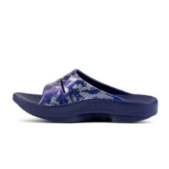 'OOFOS' Women's OOahh Slide Limited Edition - Navy / Silver / Silver Snake -Carhartt || Under Armour || The North Face Shop 1103NVYSILSNK shot4 1024x1024@2x