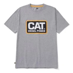 'Caterpillar' Men's Diesel Power Tee - Heather Grey / Yellow