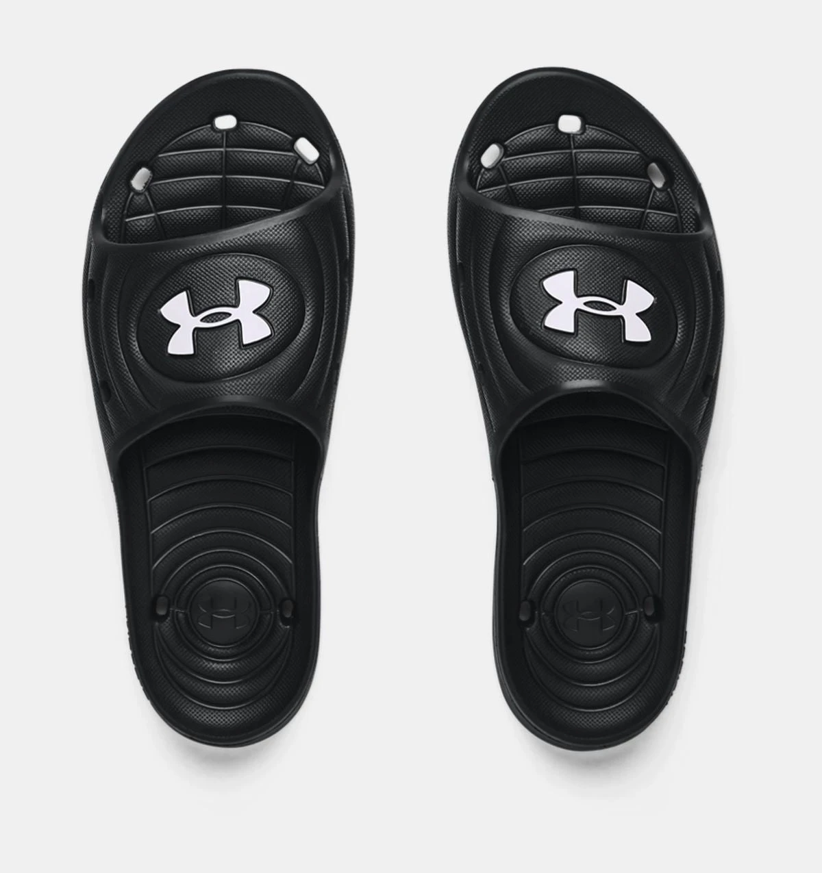 'Under Armour' Men's Locker IV Slide Sandal - Black / Black / White 4 'Under Armour' Men's Locker IV Slide Sandal - Black / Black / White - Image 2