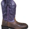 'Smoky Mountain' Youth 8.5" Tucson Western Square Toe - Brown Oil Distressed / Dark Purple