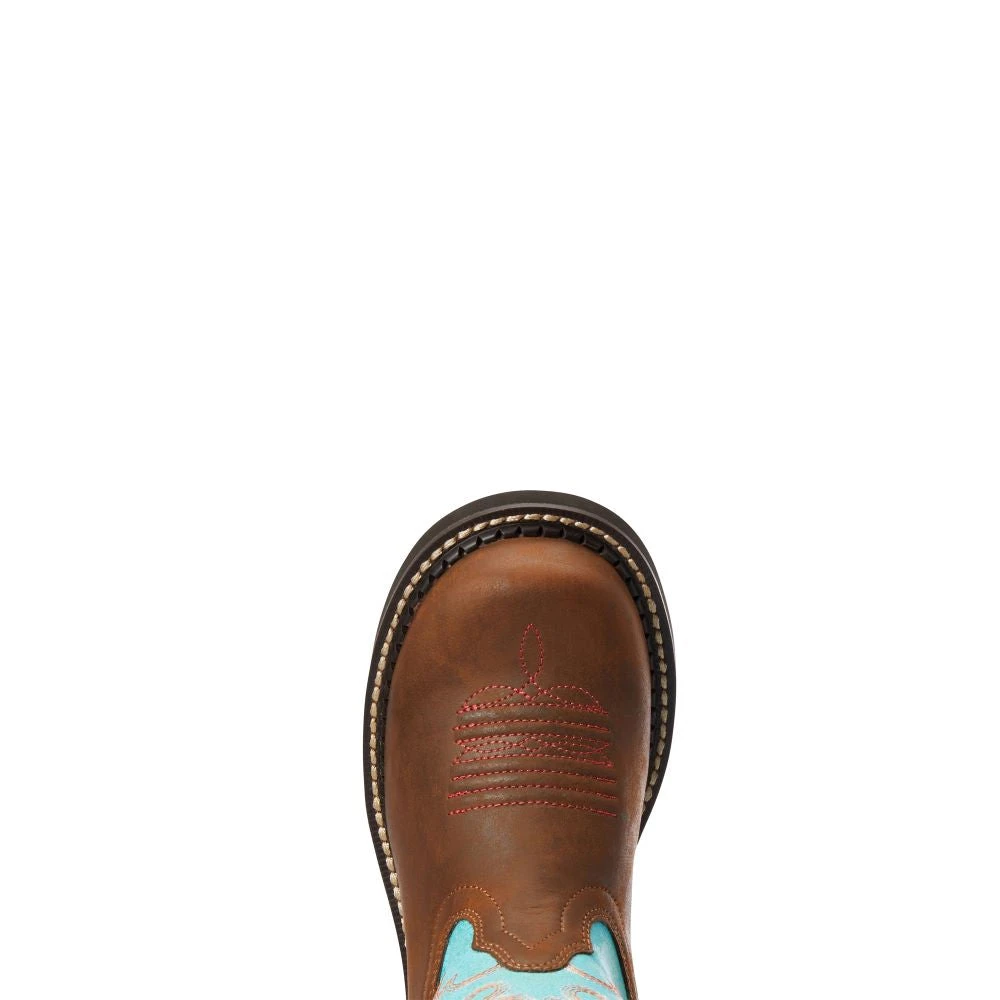 'Ariat' Youth 6" Cowpoke Fatbaby Western - Dark Brown / Turquoise 4 'Ariat' Youth 6" Cowpoke Fatbaby Western - Dark Brown / Turquoise - Image 2