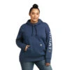 'Ariat' Women's Rebar Graphic Hoodie - Navy Heather -Carhartt || Under Armour || The North Face Shop F21 WMS WORK 10037618 front plus 1024x1024@2x