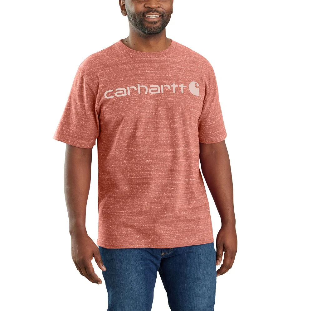 'Carhartt' Men's Heavyweight Logo T-Shirt - Terracotta Snow Heather 3 'Carhartt' Men's Heavyweight Logo T-Shirt - Terracotta Snow Heather