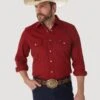 'Wrangler' Men's Advanced Comfort Cowboy Cut Snap Front - Red