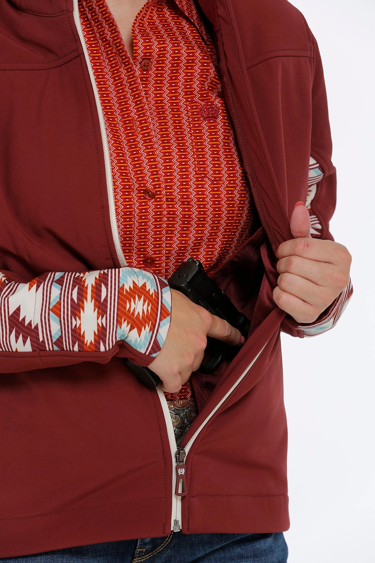 'Cinch' Women's Concealed Carry Bonded Jacket - Burgundy 3 'Cinch' Women's Concealed Carry Bonded Jacket - Burgundy