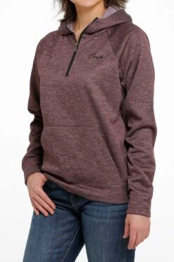 'Cinch' Women's 1/2 Zip Hoodie - Heather Purple