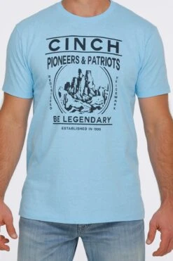 'Cinch' Men's Pioneers & Patriots T-Shirt - Heather Light Blue