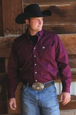 'Cinch' Men's Solid Western Button Down - Burgundy -Carhartt || Under Armour || The North Face Shop MTW1104239 1024x1024@2x