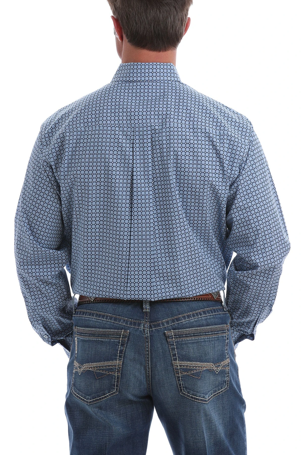 'Cinch' Men's Western Dot Print Button Down - Blue / White 4 'Cinch' Men's Western Dot Print Button Down - Blue / White - Image 2