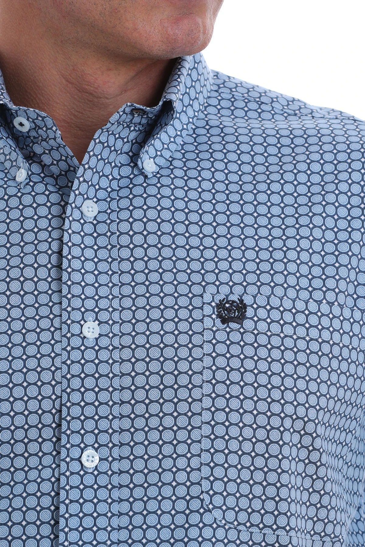 'Cinch' Men's Western Dot Print Button Down - Blue / White 5 'Cinch' Men's Western Dot Print Button Down - Blue / White - Image 3