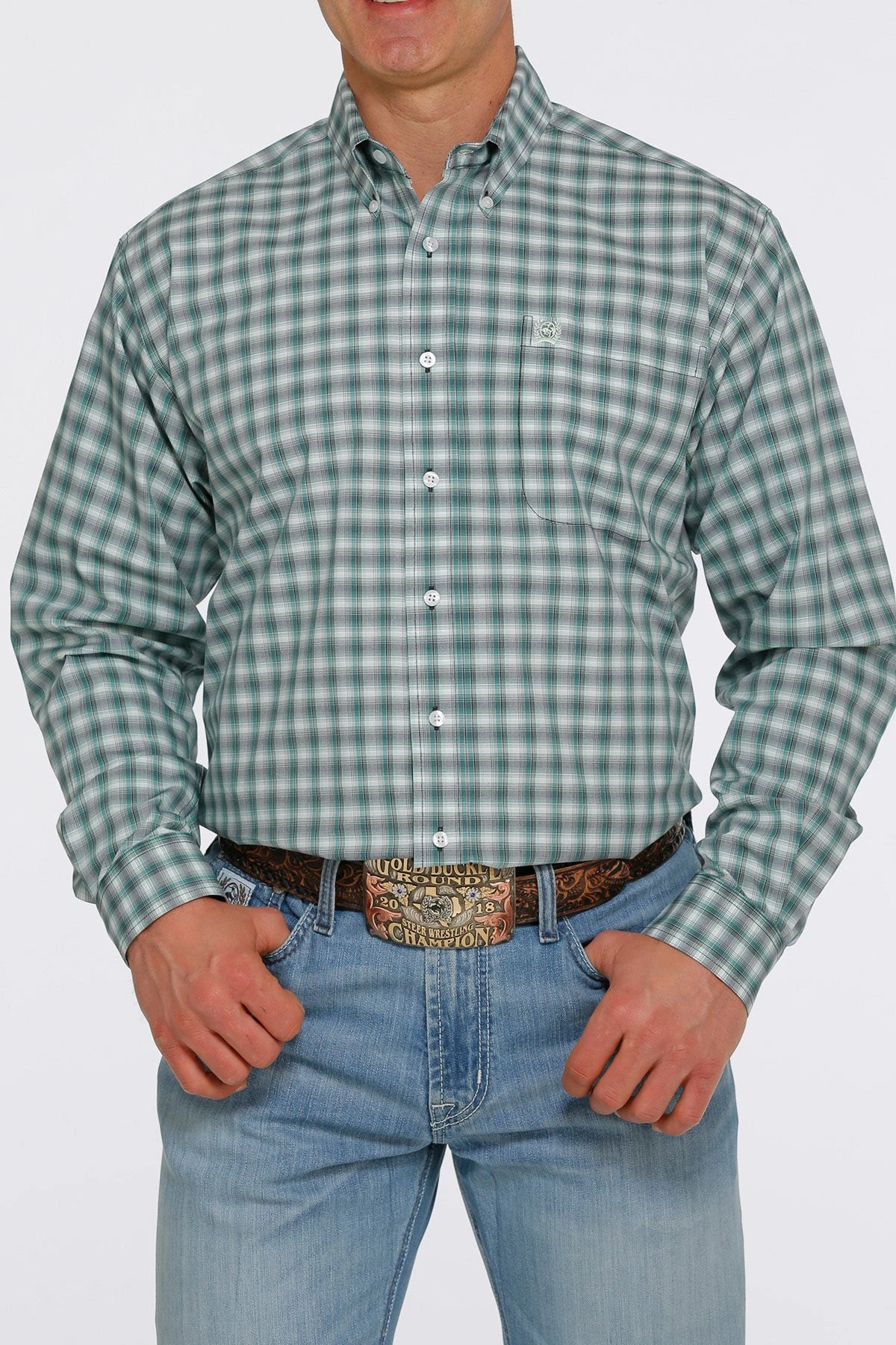'Cinch' Men's Plaid Classic Fit Button Down - Green 3 'Cinch' Men's Plaid Classic Fit Button Down - Green