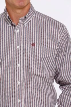 'Cinch' Men's Geo Stripe Classic Fit Button Down - White -Carhartt || Under Armour || The North Face Shop MTW1105429 3 1024x1024@2x