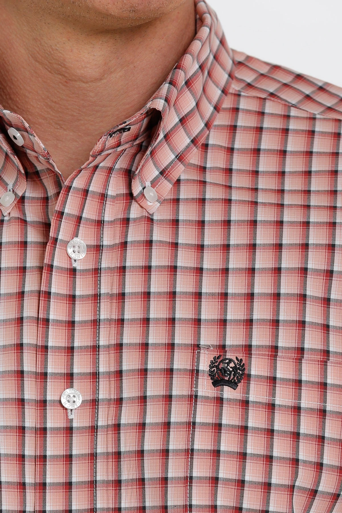 'Cinch' Men's Plaid Western Button Down - Pink 4 'Cinch' Men's Plaid Western Button Down - Pink - Image 2