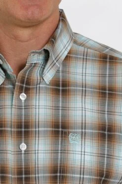 'Cinch' Men's Ombre Plaid Short Sleeve Button Down Shirt - Brown/Turquoise -Carhartt || Under Armour || The North Face Shop MTW1111398 4 1024x1024@2x