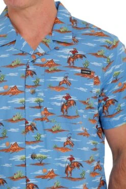 'Cinch' Men's Cowboy Print Classic Fit Camp Shirt - Blue -Carhartt || Under Armour || The North Face Shop MTW1401024 4 1024x1024@2x