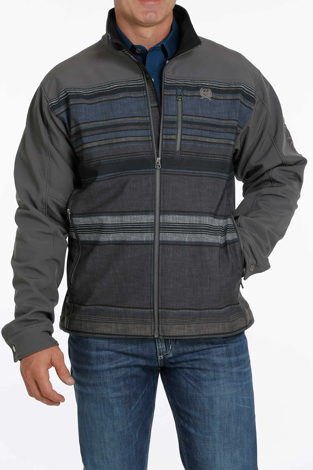 'Cinch' Men's Color Blocked Bonded Jacket - Charcoal 3 'Cinch' Men's Color Blocked Bonded Jacket - Charcoal