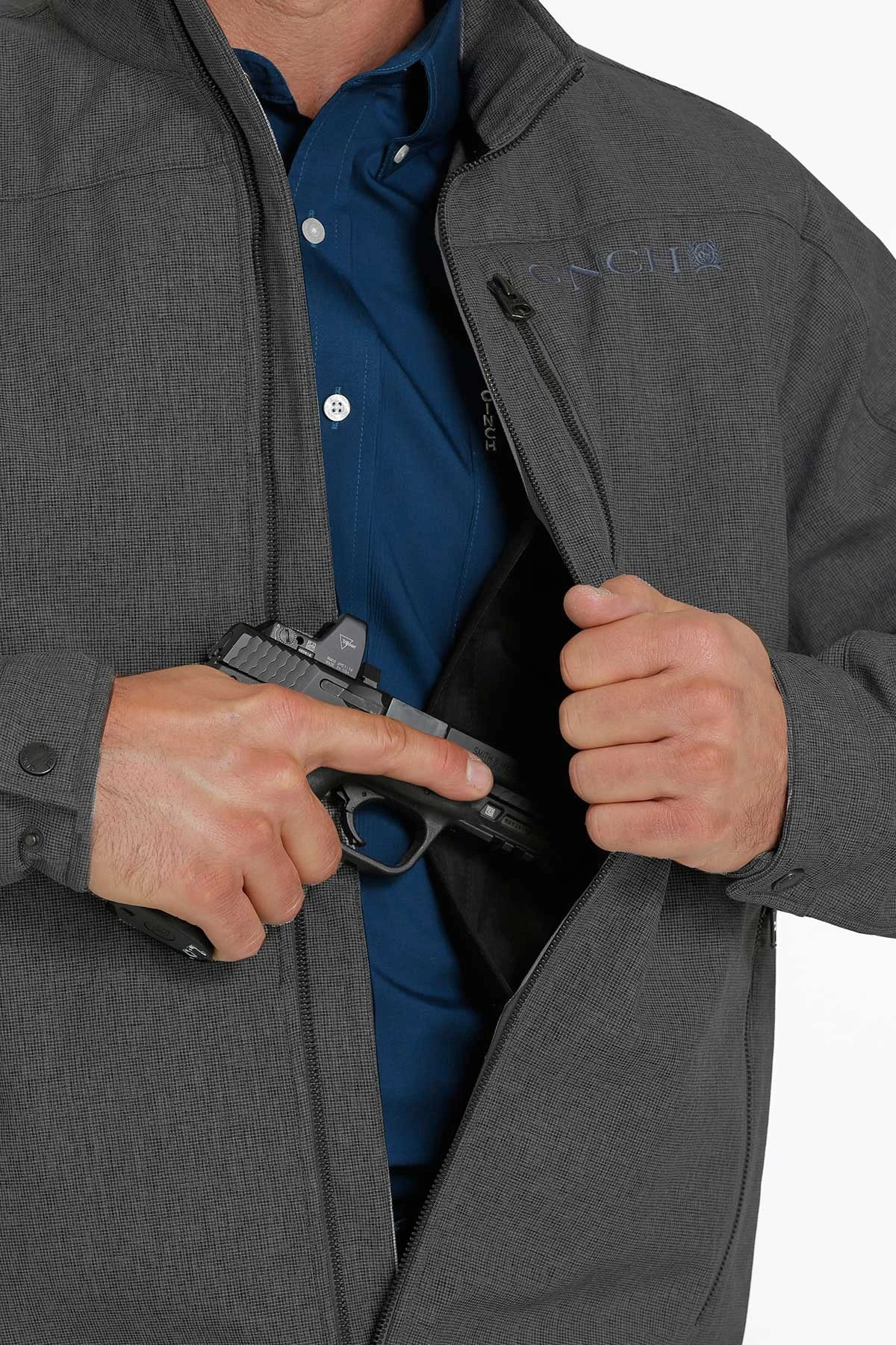 'Cinch' Men's Concealed Carry Bonded Logo Jacket - Charcoal 3 'Cinch' Men's Concealed Carry Bonded Logo Jacket - Charcoal