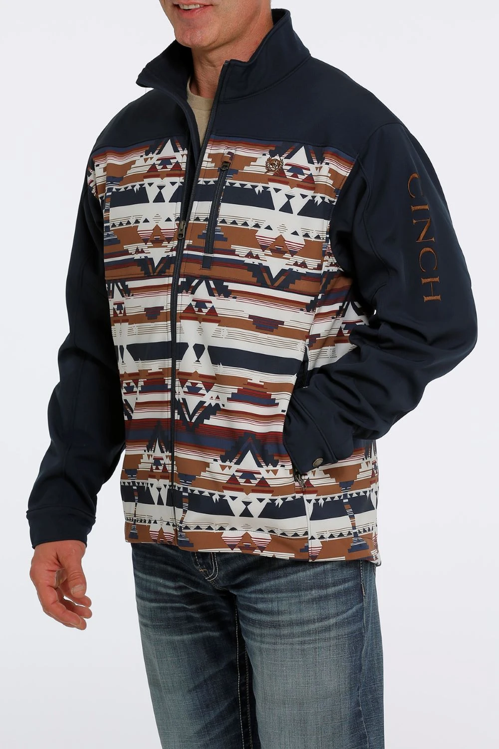 'Cinch' Men's Bonded Jacket - Navy Aztec 4 'Cinch' Men's Bonded Jacket - Navy Aztec - Image 2