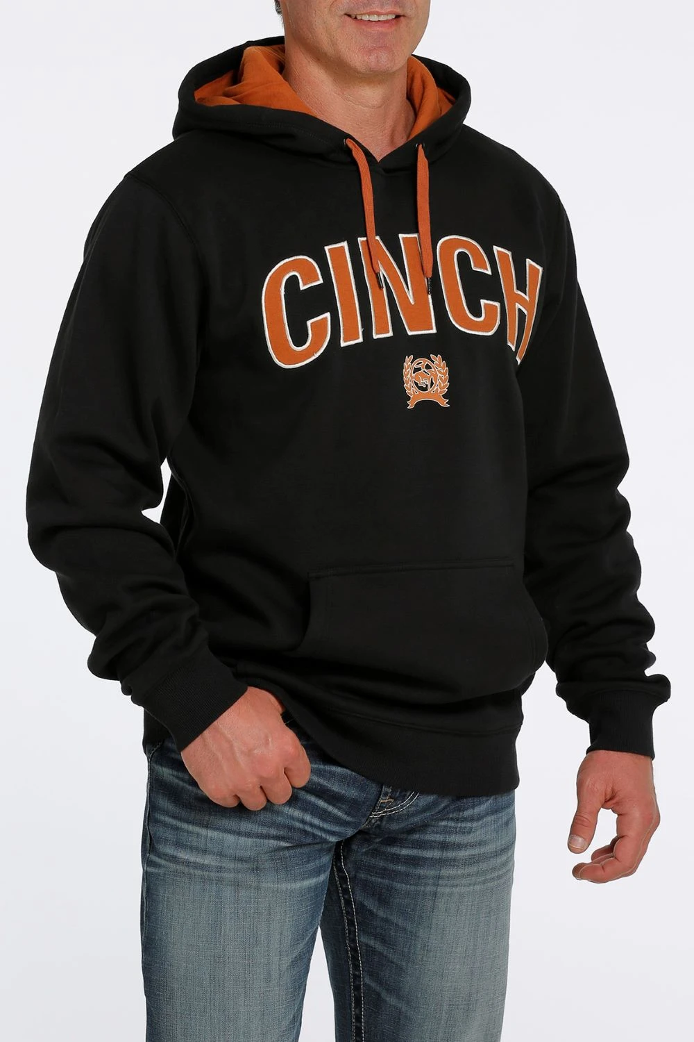 'Cinch' Men's Logo Pullover Hoodie - Black 3 'Cinch' Men's Logo Pullover Hoodie - Black