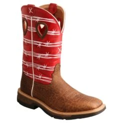 'Twisted X' Men's 12" Western Work Square Toe - Distressed Saddle / Ruby Red -Carhartt || Under Armour || The North Face Shop MXB0008 AGR 4800x4800 95b33951 bf65 4840 a670 e50262bca33f 1024x1024@2x