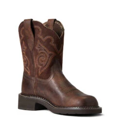 'Ariat' Women's 8" Fatbaby Heritage Tess Western Round Toe - Forest Brown / Jamocha -Carhartt || Under Armour || The North Face Shop S22 WMS WEST 10040264 medial 1024x1024@2x