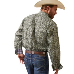 'Ariat' Men's Wrinkle Free Florian Classic Fit Button Down - Black / Green -Carhartt || Under Armour || The North Face Shop S23 MNS WEST 10043878 back 1024x1024@2x