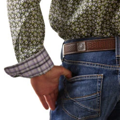 'Ariat' Men's Wrinkle Free Florian Classic Fit Button Down - Black / Green -Carhartt || Under Armour || The North Face Shop S23 MNS WEST 10043878 detail02 1024x1024@2x