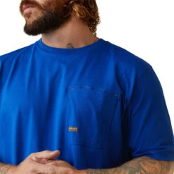'Ariat' Men's Rebar Workman Born For This T Shirt - Blue Heather -Carhartt || Under Armour || The North Face Shop S23 MNS WORK 10043692 detail01 1024x1024@2x