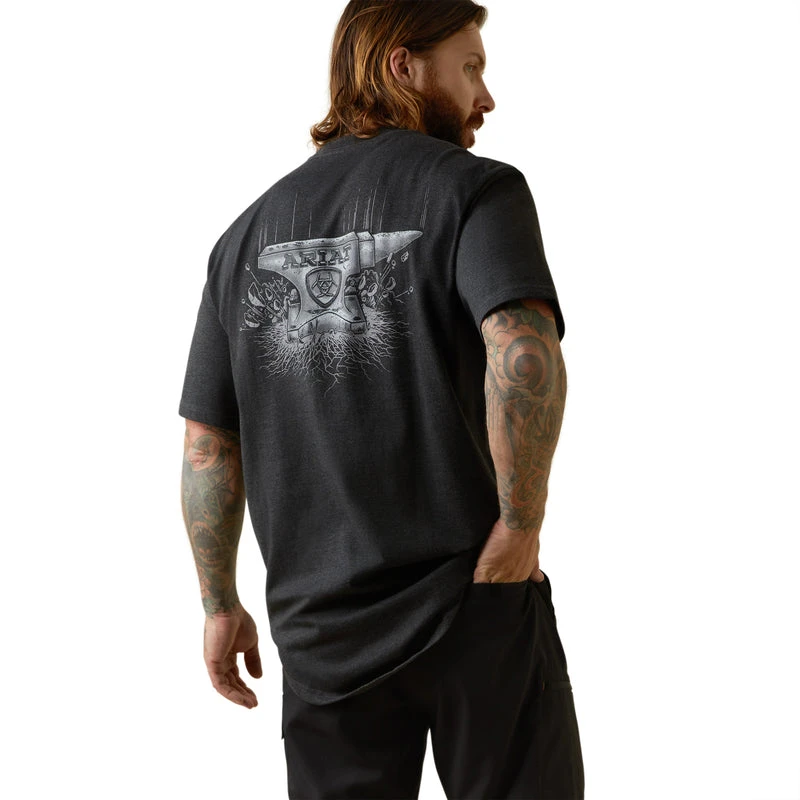 'Ariat' Men's Rebar CottonStrong Anvil Force T Shirt - Charcoal Heather 3 'Ariat' Men's Rebar CottonStrong Anvil Force T Shirt - Charcoal Heather