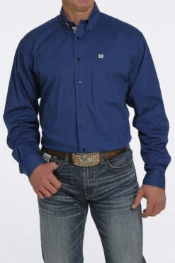 'Cinch' Men's Solid Stretch Classic Fit Button Down - Royal Blue