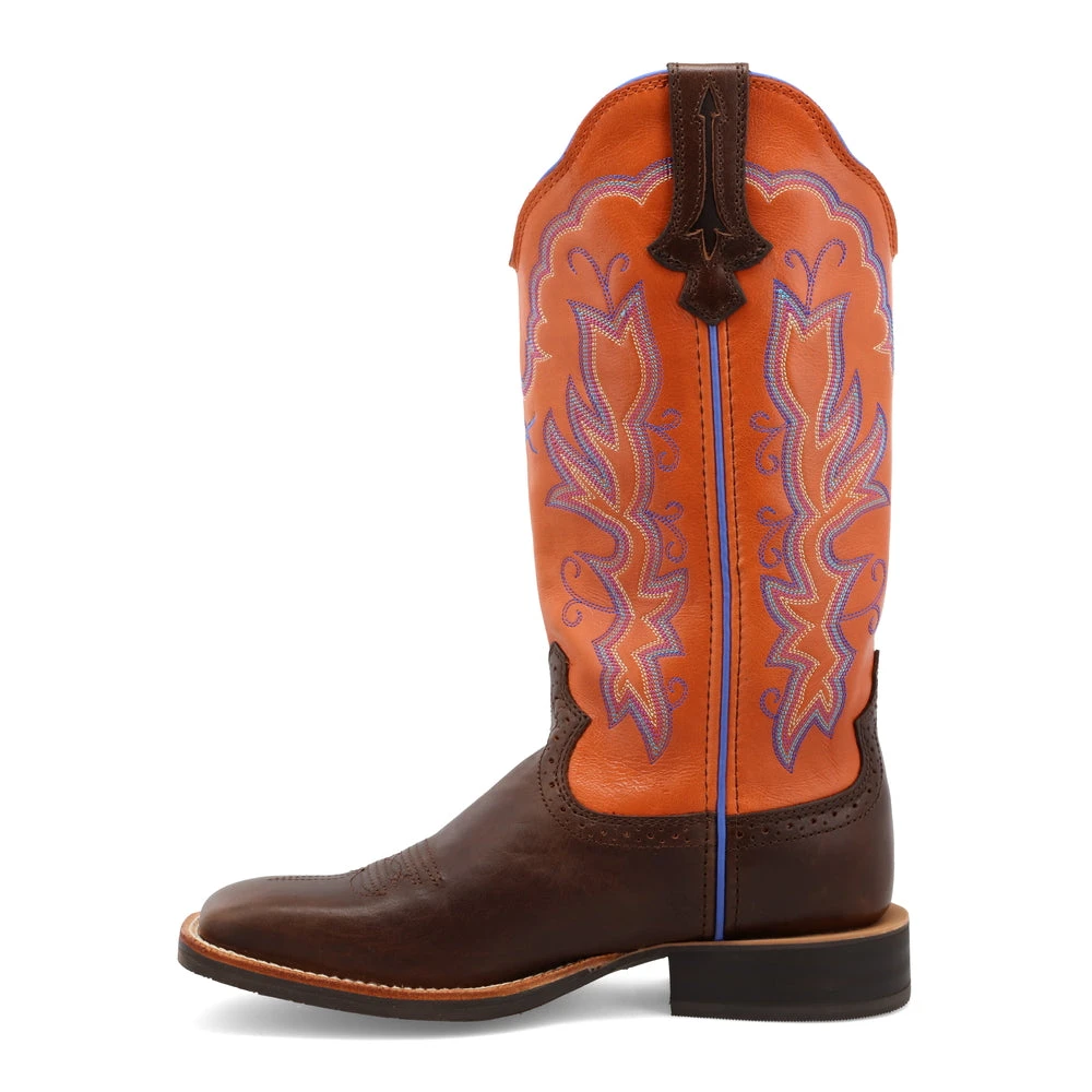'Twisted X' Women's 13" Ruff Stock Western Square Toe - Brown / Orange 9 'Twisted X' Women's 13" Ruff Stock Western Square Toe - Brown / Orange - Image 7