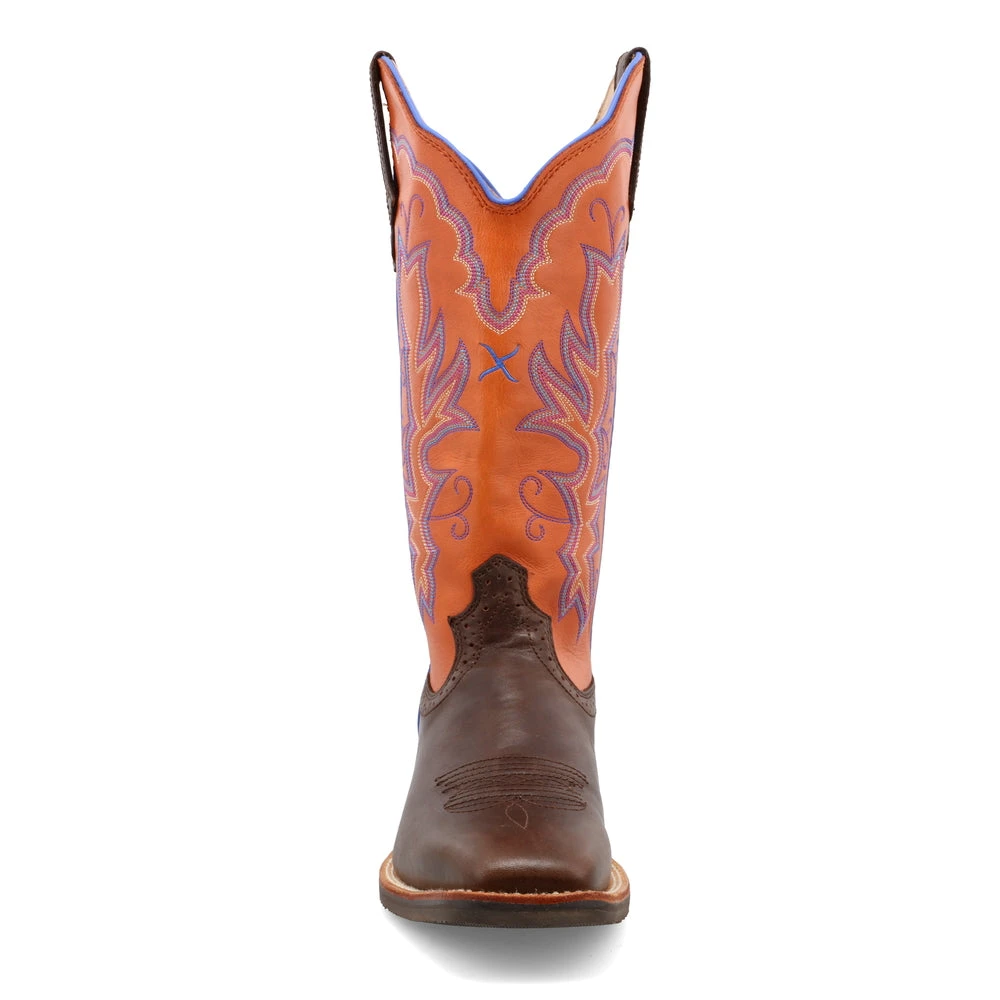 'Twisted X' Women's 13" Ruff Stock Western Square Toe - Brown / Orange 6 'Twisted X' Women's 13" Ruff Stock Western Square Toe - Brown / Orange - Image 4