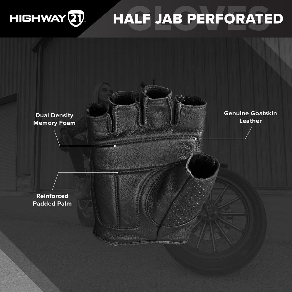 'Highway 21' Men's Half Jab Perforated Glove - Black 5 'Highway 21' Men's Half Jab Perforated Glove - Black - Image 3