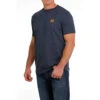 'Cinch' Men's Tri Color Crew Neck T Shirt - Heather Navy