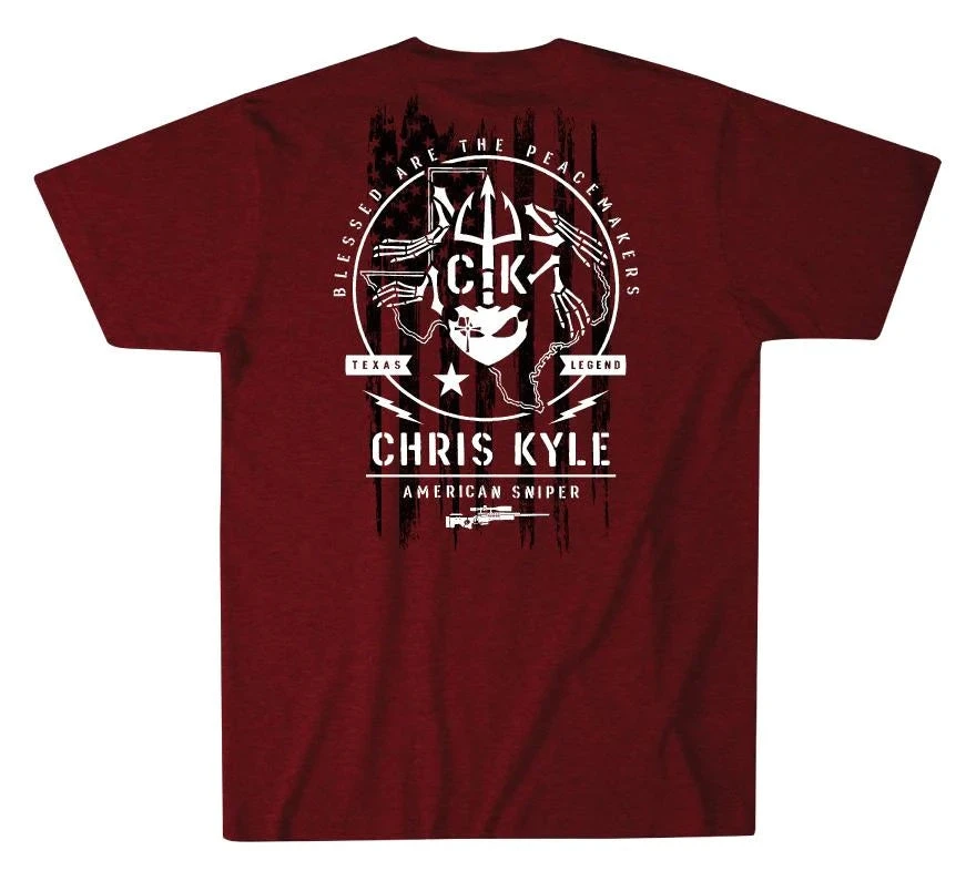'Howitzer' Men's Chris Kyle Frog Seal Short Sleeve Tee - Red Heather 4 'Howitzer' Men's Chris Kyle Frog Seal Short Sleeve Tee - Red Heather - Image 2
